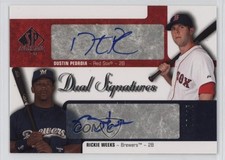 2009 SP Authentic Dual Signatures /15 Rickie Weeks Dustin Pedroia Auto hg6