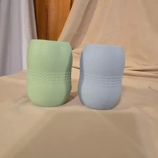 PandaEar Silicone Grip Cup Holder for Kids Toddler Sippy Cup Blue & Green