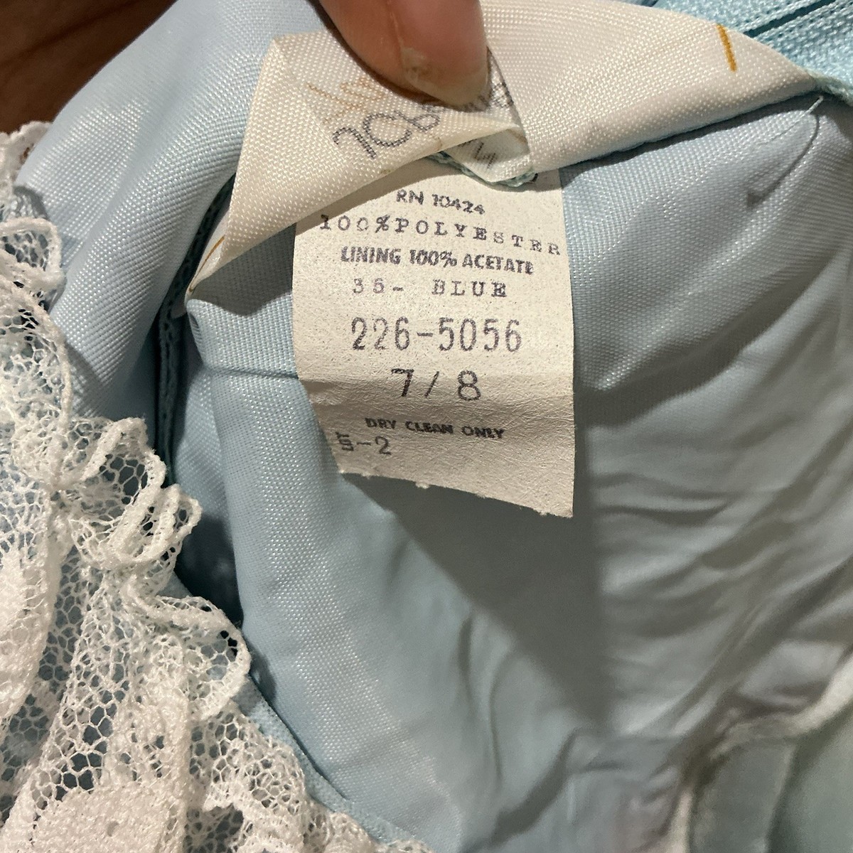 VINTAGE 1970's JCPENNEY'S PALE BLUE LACE RUFFLED PRAIRIE MAXI