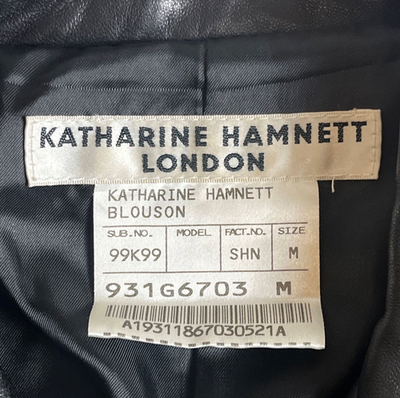 KATHARINE HAMNETT LONDON Black Sheep Skin Leather Riders Jacket