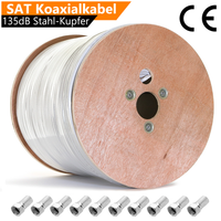 250M Koaxialkabel 135Db 5-Fach Stahl Kupfer 8.2Mm Sat Tv Antennenkabel 4K 8K Uhd