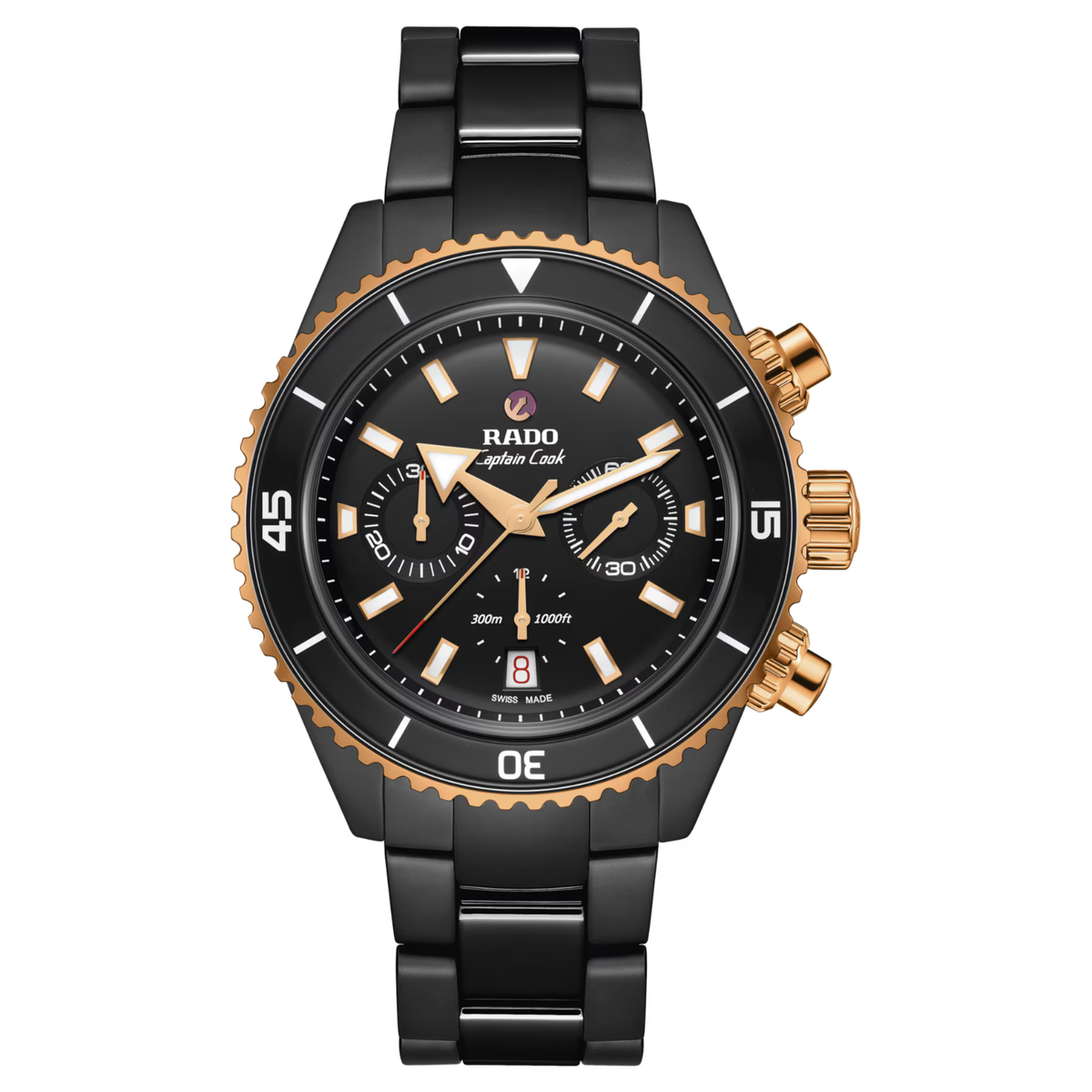 Rado Captain Cook High-Tech Ceramic Auto Chorno Black Dial Mens