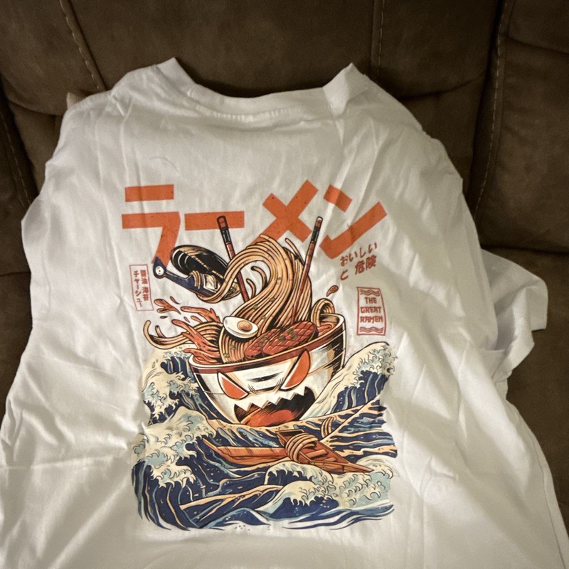NIEPCE Men’s XL Regular White Japanese Food Graphic Logo Crew Neck T-Shirt