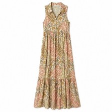 Boho Floral Maxi Dress Small Sleeveless Tiered Cottagecore Beach Flowy