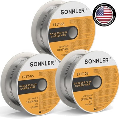 3-Pack E71T- Flux Core Welding Wire - Low Splatter Gasless MIG Solution
