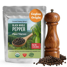 Organic Whole Black Peppercorns for Grinder Refill - 16 oz / 1 lb, Premium Whole