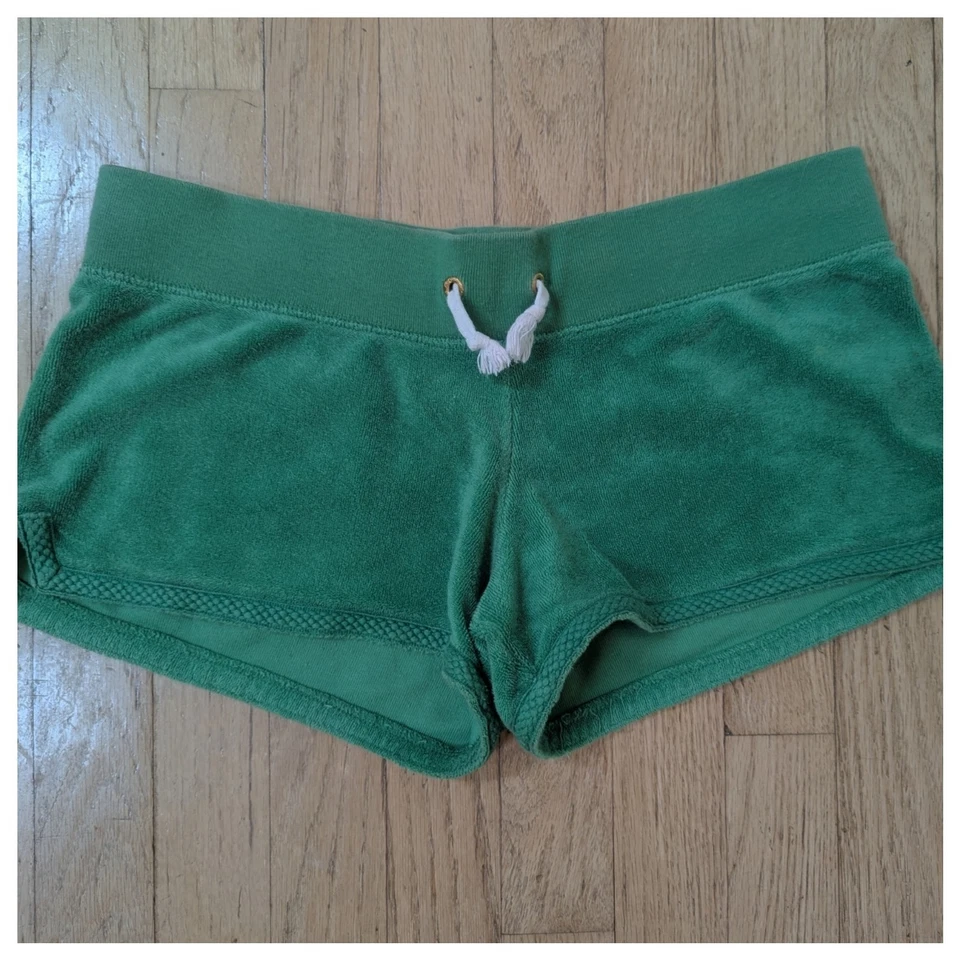 RARE Y2K Juicy Couture Terry Cloth Lime Green Pink Pocket Shorts S - Image 2 of 4
