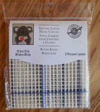 Loops  Threads Square Latch Hook Canvas 12x12in 3.75 Count Locker Rug Hooking
