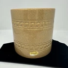 VTG Haeger Pottery Canister Vase or Planter Golden Splash Glaze Double Greek Key