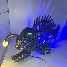 Crazy Bonez Light Up Anglerfish Skeleton Try Me Button Iridescent Gothic Decor