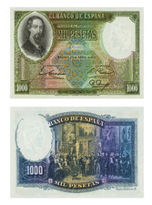 1000 Pesetas, Mil Pesetas, Banco de Espana, 1931, Reproduction
