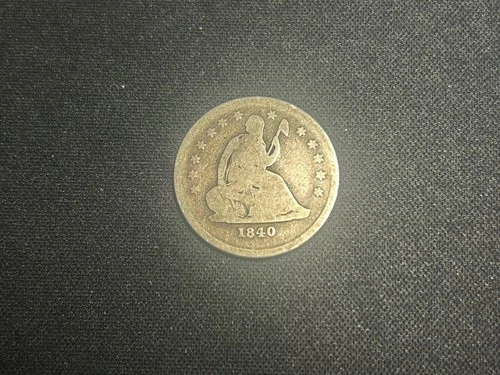 1840-O Seated Liberty Quarter No Drapery AG