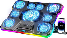 Laptop Cooling Pad, RGB Lights Laptop Cooler 9 Fans for 15.6-19.3 Inch Laptops,