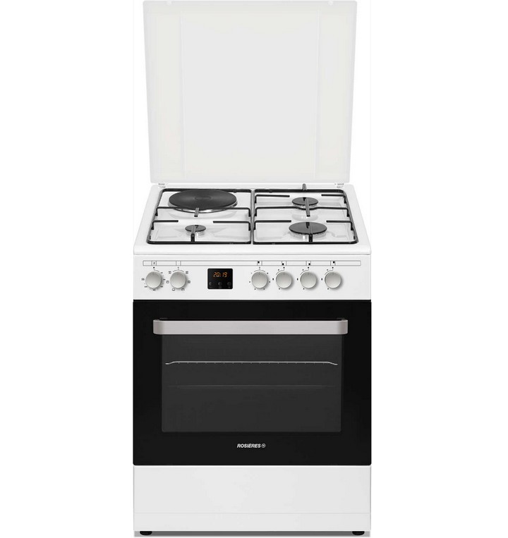 Cuisinière mixte Rosieres RGE660CMWE 4 feux 60l blanc