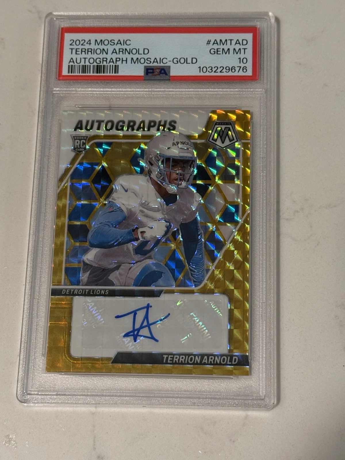 Terrion Arnold Panini Mosaic Autographs Mosaic #AMTAD Gold