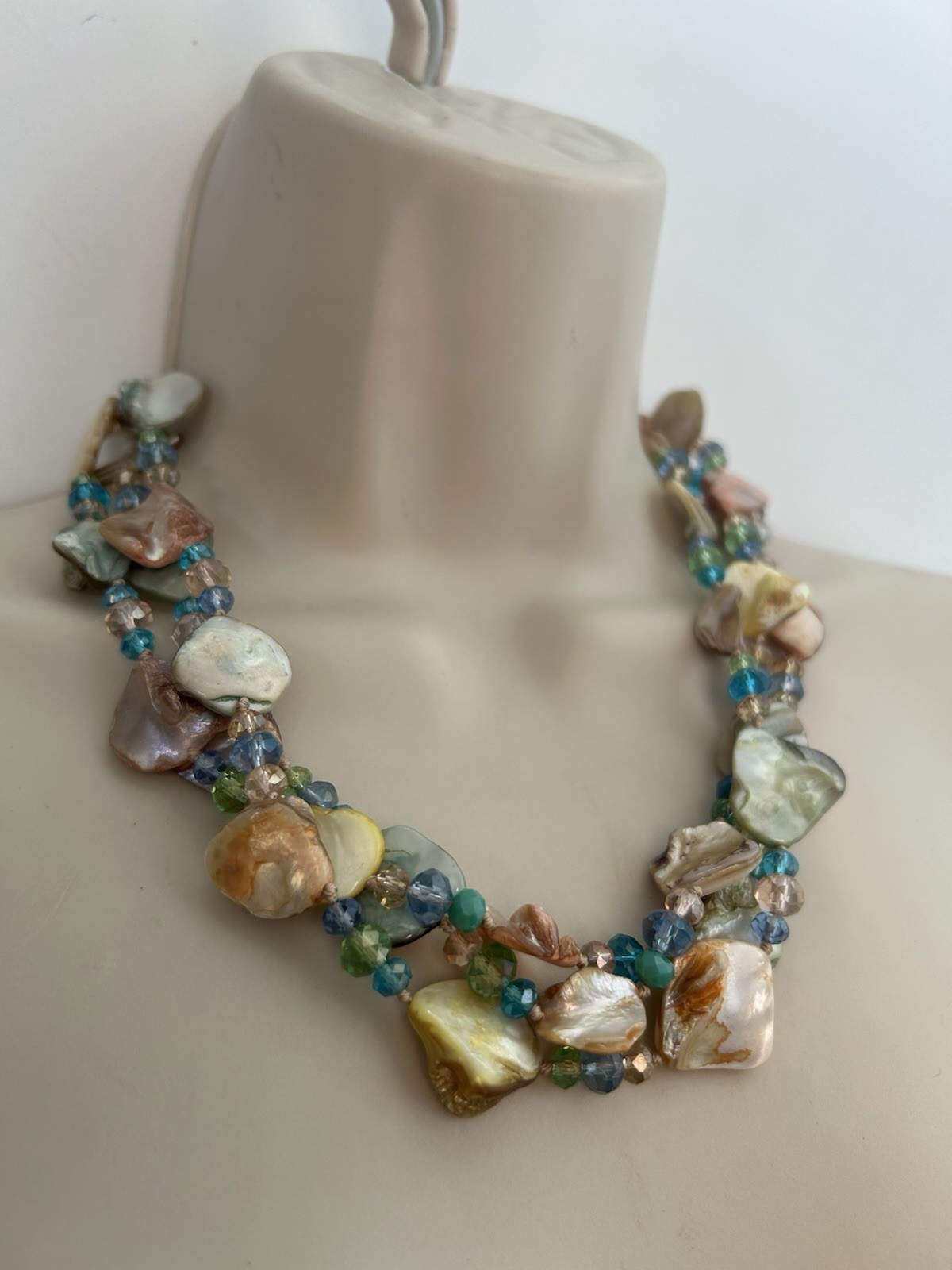 Collar Length Multi Strand Multicoloured Nugget S… - image 6