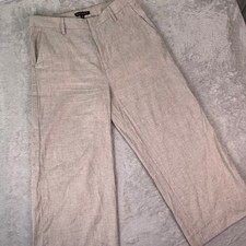 NWT Banana Republic Women's Wide Leg Linen Blend Cropped Pants Size 12 Beige