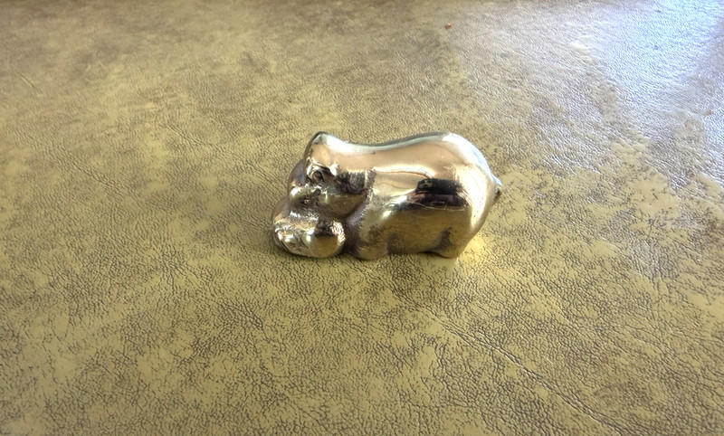 Simplistic Solid Brass Hippopotamus Figurine Sculpture Decorative, Paper Weight