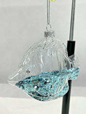 NWT Blue GLITTER FISH Tree Ornament Tropical Beach Coastal St Nicholas Square