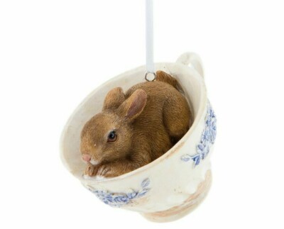 Clayre & Eef Shabby  Kaninchen Hase in Tasse Shabby Osterdeko 9 x 7 x7cm 6PR0693