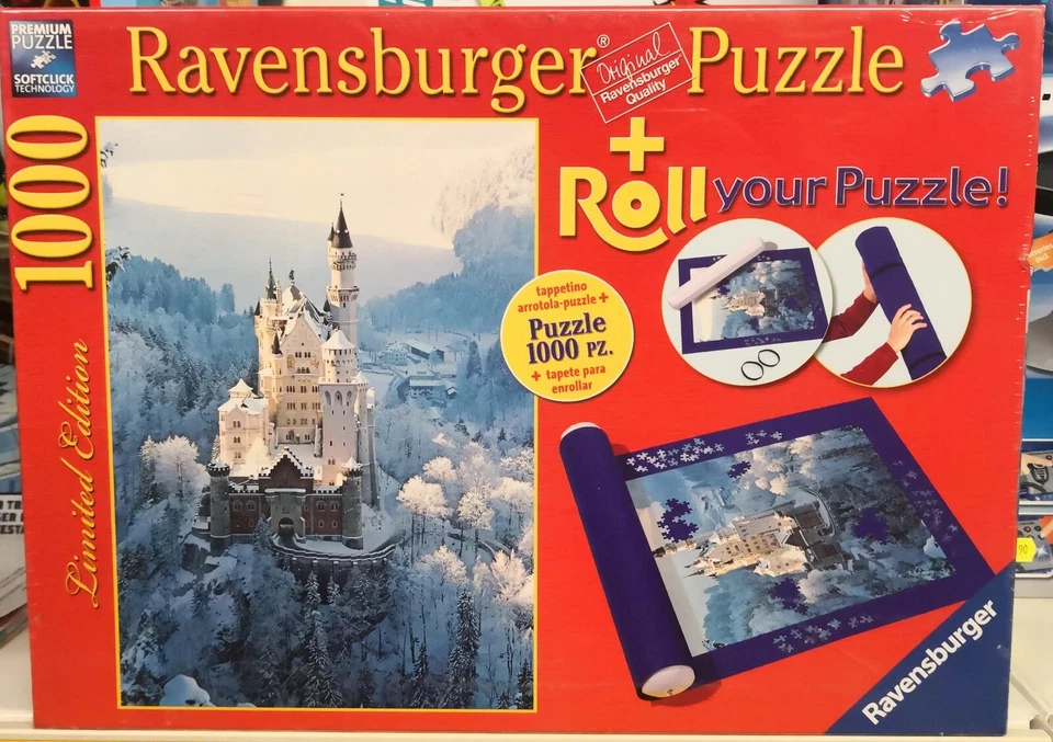 RAVENSBURGER PUZZLE 1000 PZ + ROLL  CASTELLO DI NEUSCHWANSTEIN D'INVERNO 19908 2 - Immagine 2 di 4