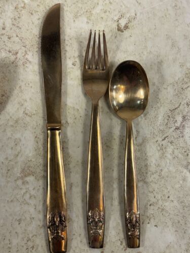Vtg MCM 3 Head Elephant 8 Pc Flatware Set 5 Pc Hostess Set Bronze Thailand 29pcs - Picture 16 of 24
