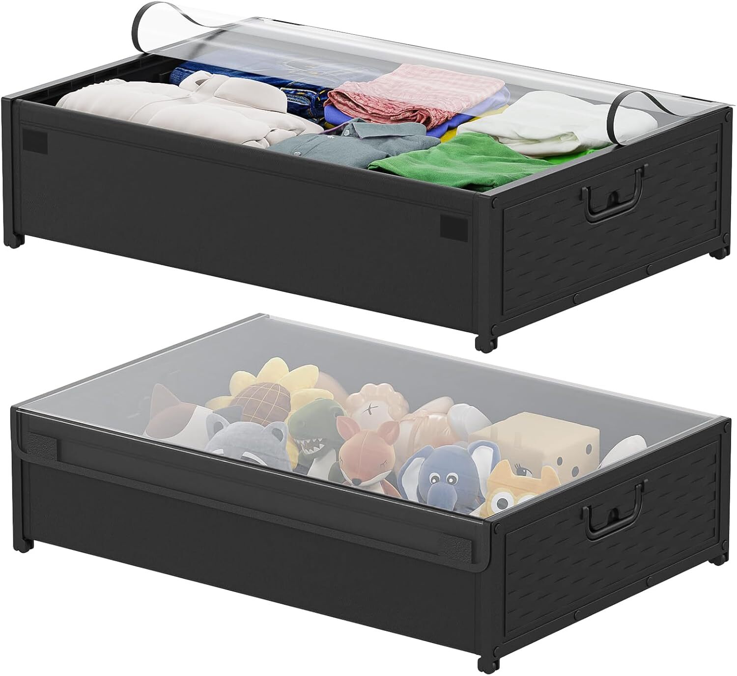 Under Bed Storage Bin with Wheels Clear Lid 40L for Clothes Shoes Organizer-image