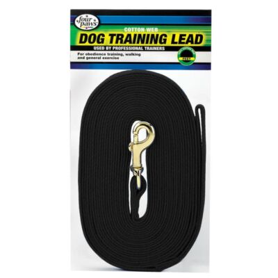 Dog, Four Paws Cotton Web Dog Training Lead - Black (15'' Long x 5/8'' Wide)