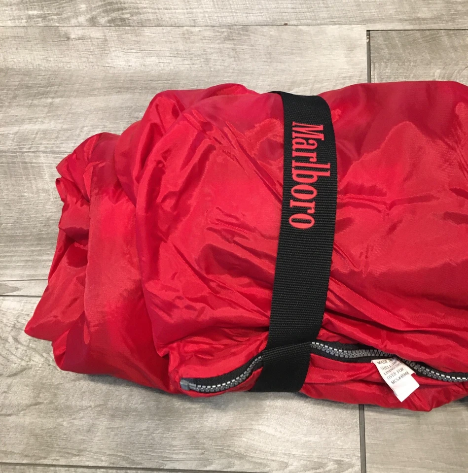 Saco de dormir vintage xadrez Marlboro vermelho e preto lã mochila acampamento - Imagem 3 de 4