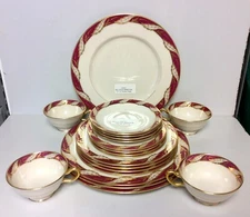 Lenox BELLEVUE MAROON 20 Piece Set FOUR PLACE SETTINGS More Items Here