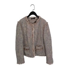 Marc Cain Tweed Knit Multicoloured Wool Blend Jacket - Size 14 N4