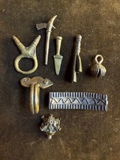 Small Collection of 8 Ashanti Bronzes Antique