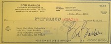 Signed Check/Document: BOB BARKER star of-The Price is Right & 