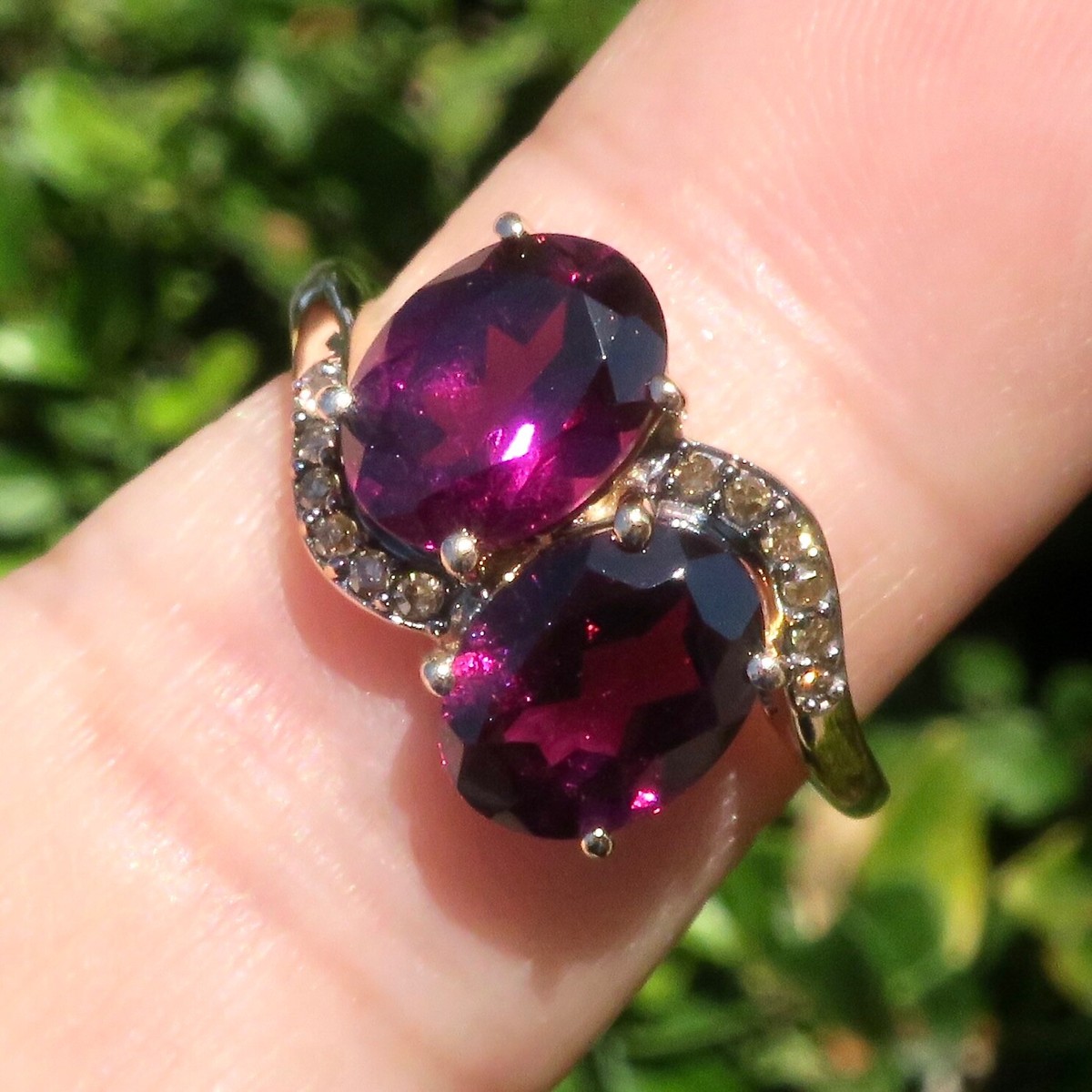 Designer BBJ 10k Solid Yellow Gold Natural Purple Garnet