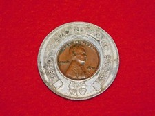 VINTAGE 1895-1945 ROOSEVELT SAVINGS BANK 50 YEARS GOOD LUCK PENNY CENT