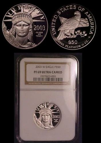 2003 PLATINUM EAGLE NGC PF69 ULTRACAM HALF OUNCE