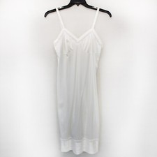 Lauren Lorraine Vintage Coquette Sleep Dress Chemise White Nylon Lace Tall 36