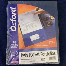 Oxford Twin Pocket Portfolios Blue 57572 Textured Cover 10 Pack Esselte