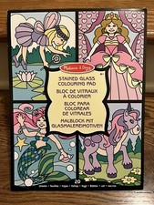 STAINED GLASS COLORING PAD~Melissa Doug~Fairy/Princess—used— 14 Pages Remain 🦄