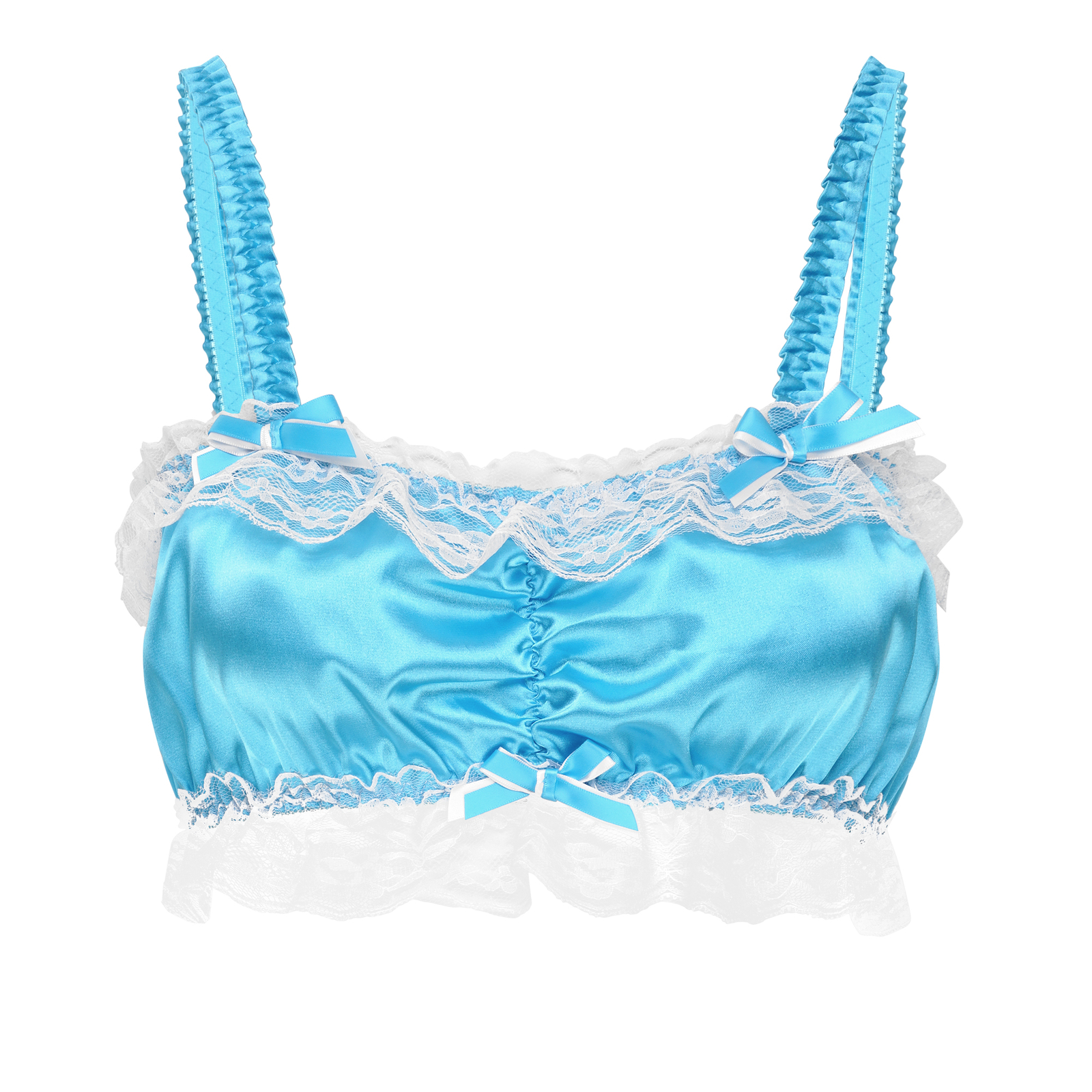 Satini Sissy Frilly Lace Fitted Silky Satin Lingerie Bralette Sizes S to XXL