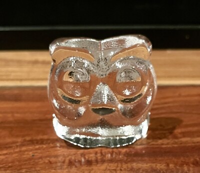 Nachtmann Riedel Glassworks Clear Crystal Paperweight Owl Bird Figurine