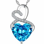 Mabella PWS001CT 925 Sterling Silver Heart Shaped 12mm x 12mm Blue Topaz Pendant