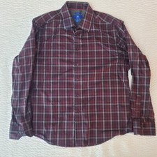 Mens EGARA Non Iron Button Front Dress Shirt Red Plaid XL