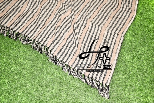 Soft Couch Throw Indian Sofa Bedcover Cotton Throw Blanket Peach & Black Throw - Picture 6 of 6