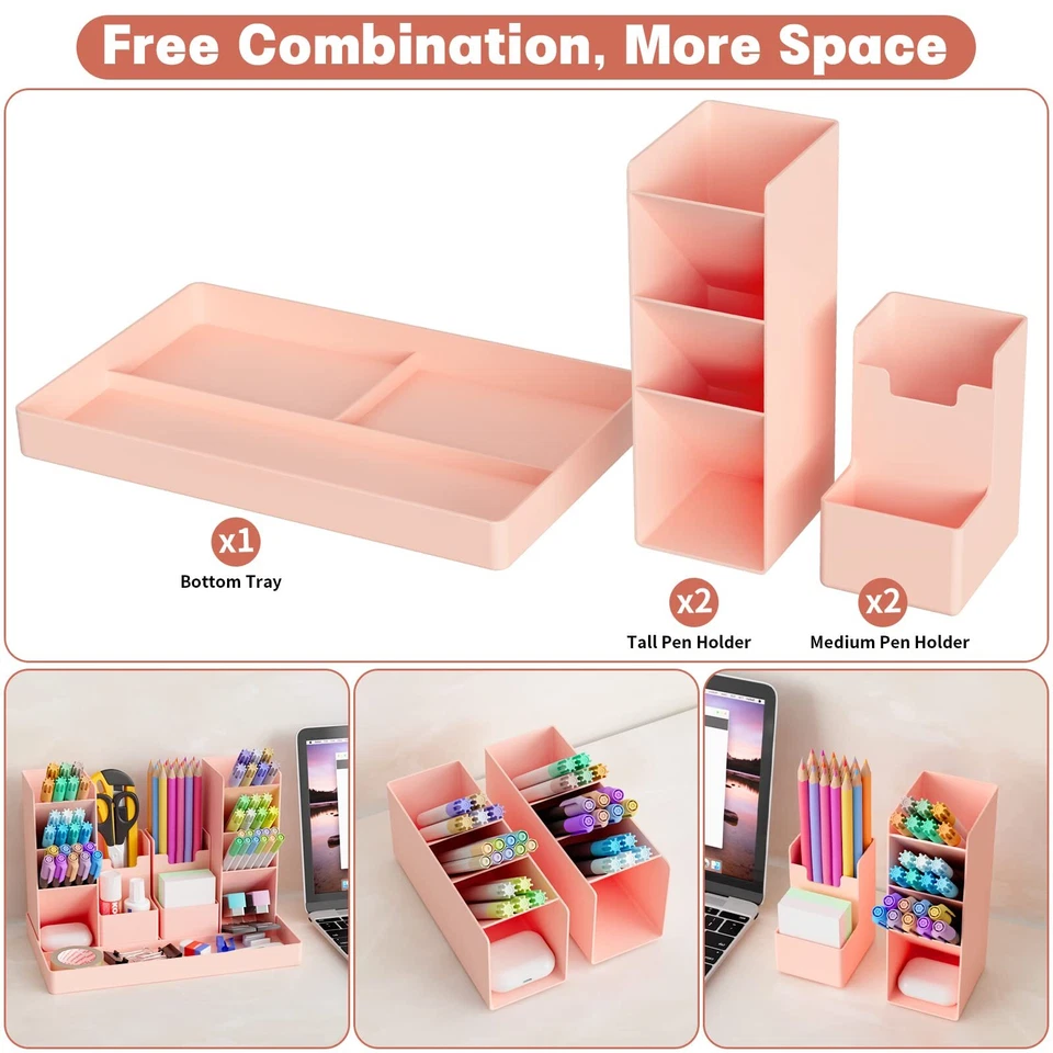 Stiftehalter Schreibtisch 5 Stück Frei Kombinierbarer Stiftebox Kinder aus Pl... - Bild 3 von 4