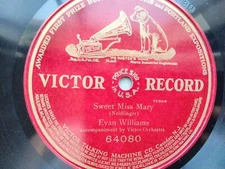 Evan Williams 78rpm Single 10-inch Victor Records #64080 Sweet Miss Mary 
