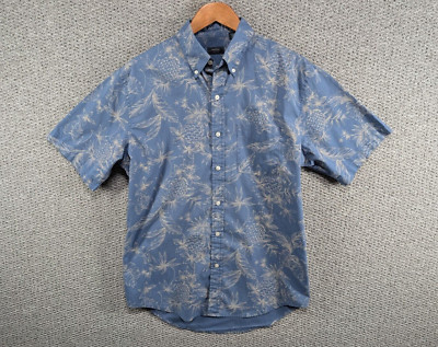 Arrow Herren blau Ananas Print Urlaub Hawaii Aloha Button Down Hemd M