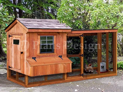PLANS DESIGN Chicken Coop Plans with Kennel / Run, Material list included, Design # 60410SL