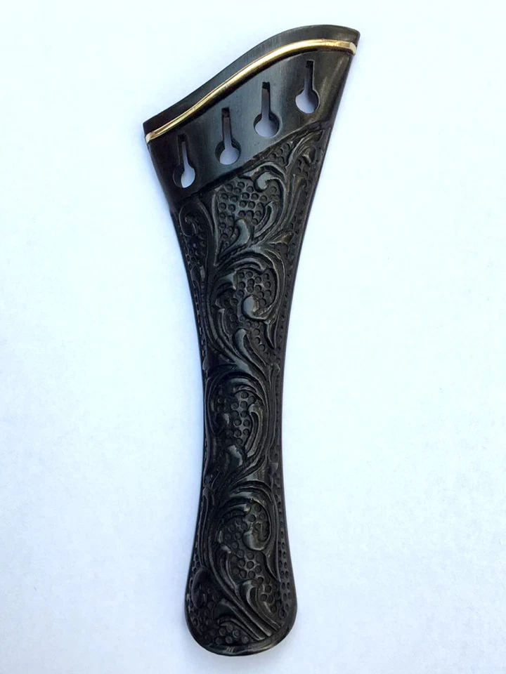 Hand carving ebony Harp style violin tailpiece with Gold freet 4/4 - Image 3 of 3
