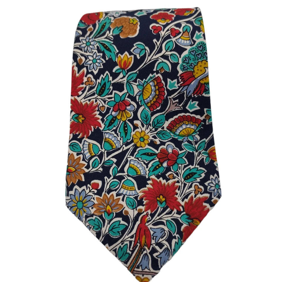 Corbata de seda Liberty of London vintage años 60 70 54x 4,5" barroca boho floral ciervo Foto 2 de 4